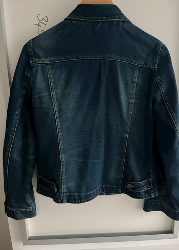 Düğmeli Mavi Kadın Denim Ceket - Görsel 3