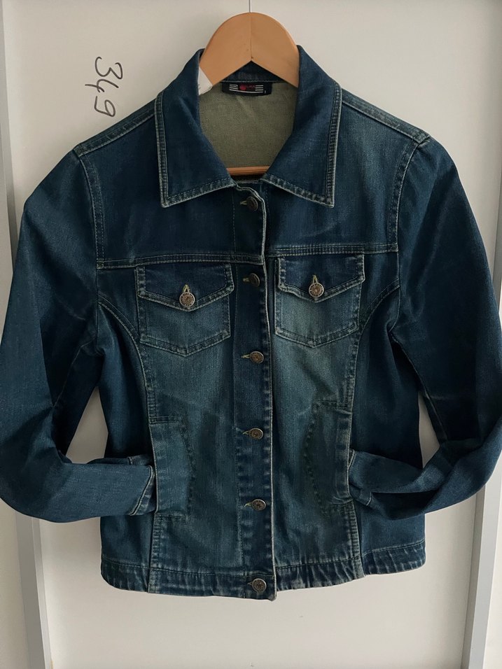 Düğmeli Mavi Kadın Denim Ceket - Görsel 2