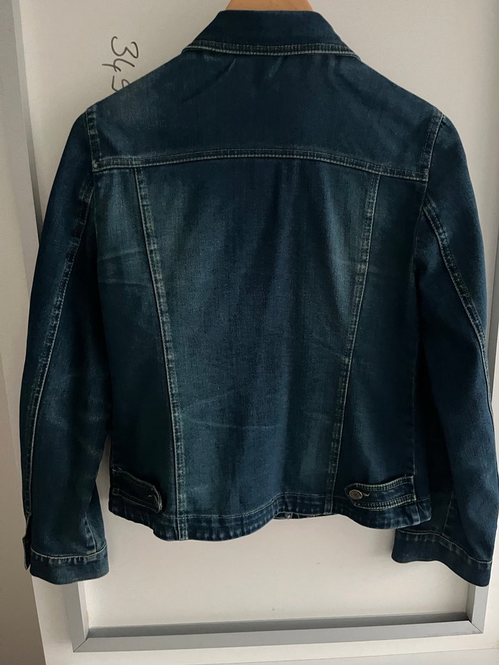 Düğmeli Mavi Kadın Denim Ceket - Görsel 3