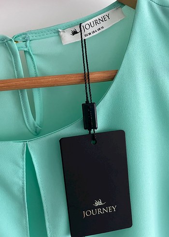 Turkuaz Düğmeli Kadın Bluz - Görsel 5