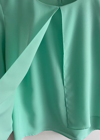 Turkuaz Düğmeli Kadın Bluz - Görsel 4