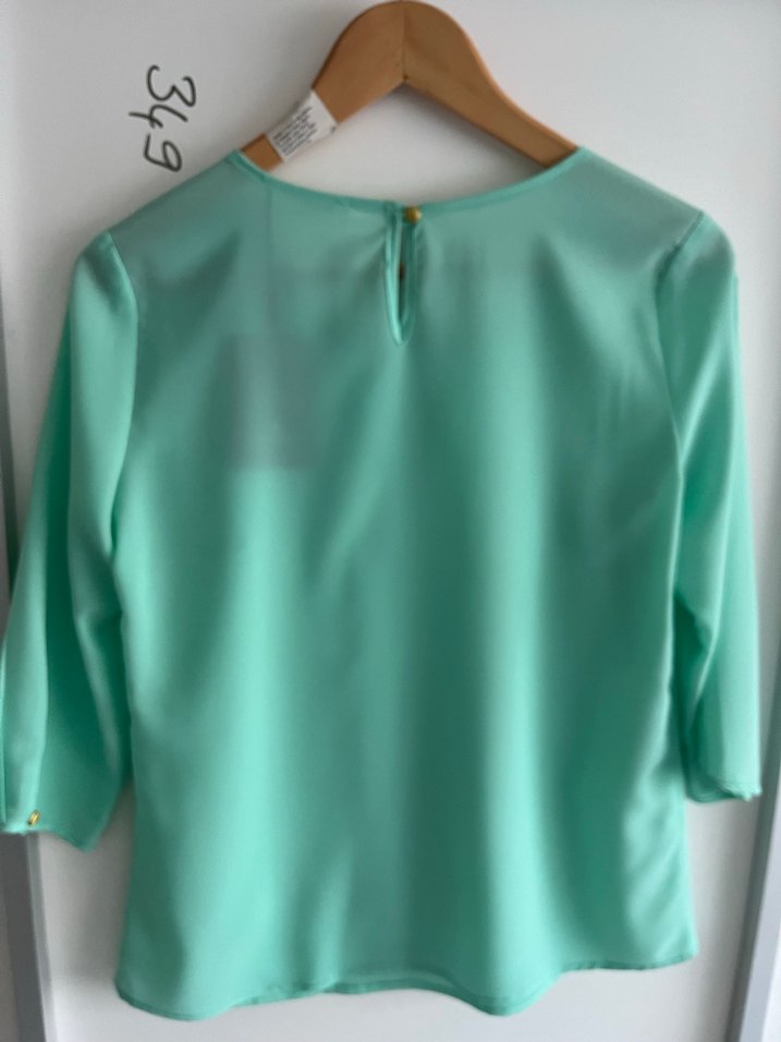 Turkuaz Düğmeli Kadın Bluz - Görsel 2