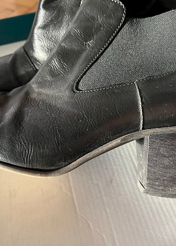 Siyah Deri Topuklu Kadın Botlar - Görsel 3