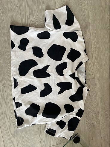 İnek desenli crop