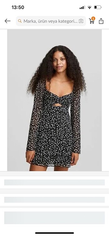 Bershka siyah çiçekli mini elbise