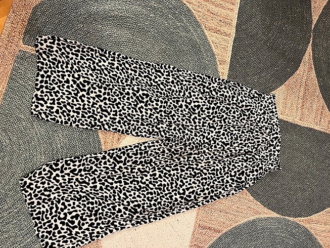 Leopar desen beli lastikli pantolon