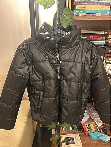 l Beden siyah Renk Crop şişme mont