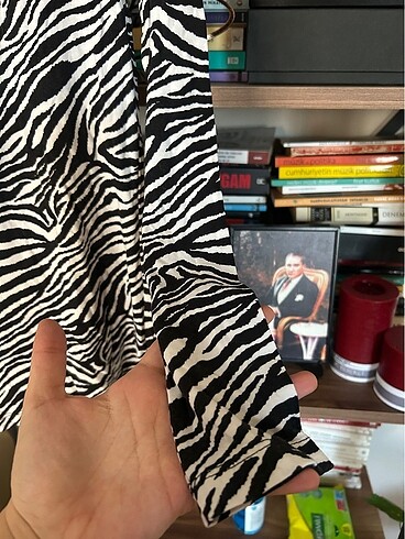 s Beden siyah Renk Zebra desenli ince kazak