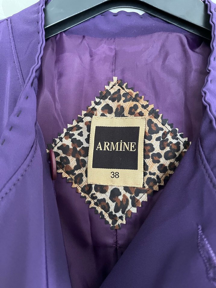 Mor Uzun Kadın Klasik Kuşaklı Kaban - Görsel 4