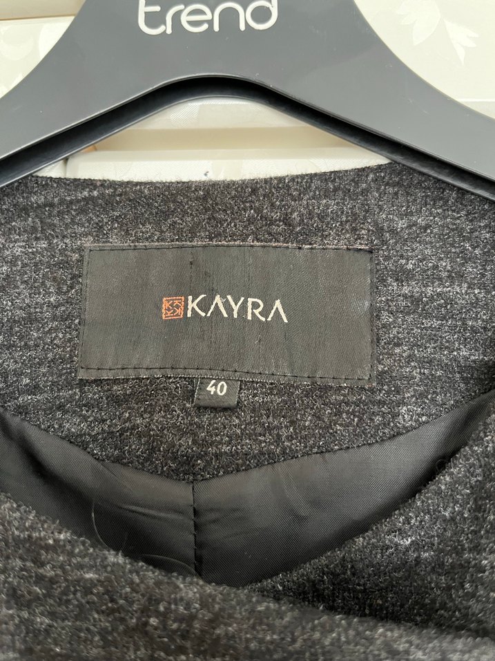 Düğmeli Siyah Vintage Kadın Uzun Yün Kaban - Görsel 3