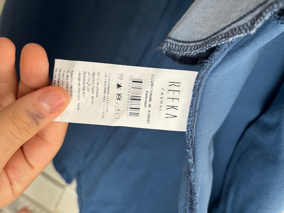 Düğmeli Uzun Lacivert Denim Kadın Kaban - Görsel 2