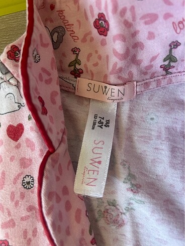 7 Yaş Beden Suwen Pembe Önden Düğmeli Pijama 7-8Yaş