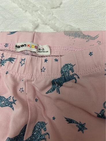 Koton Simli Unicornlu Pembe Tayt 4-5Yaş