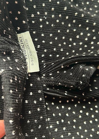 Siyah Puantiyeli Kadife Pantolon 8-9 Yaş - Görsel 2