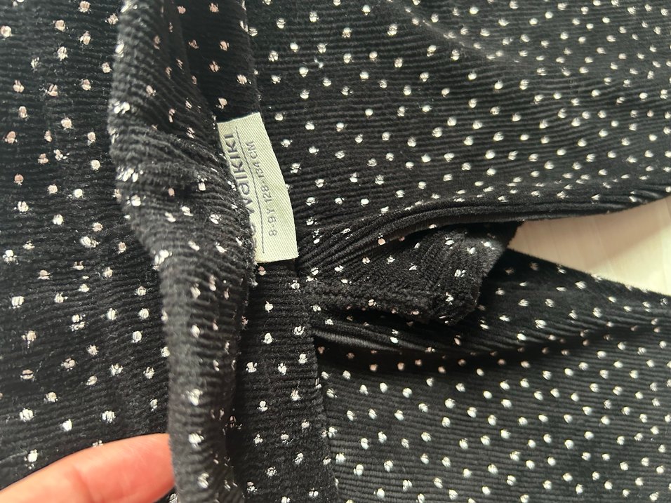 Siyah Puantiyeli Kadife Pantolon 8-9 Yaş - Görsel 2