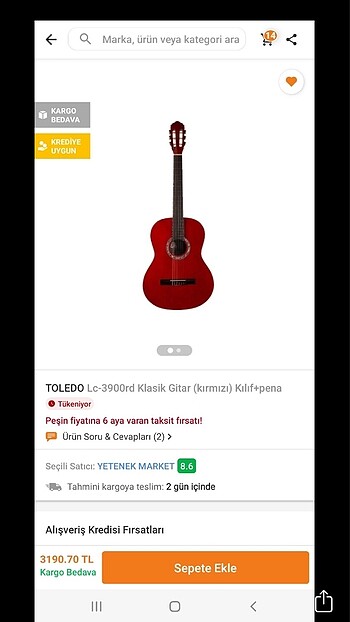 Toledo LC-3900 Klasik Gitar