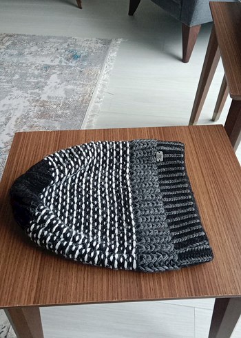 Siyah Kareli kadın Midi Atkı ve şapka takım - Görsel 4