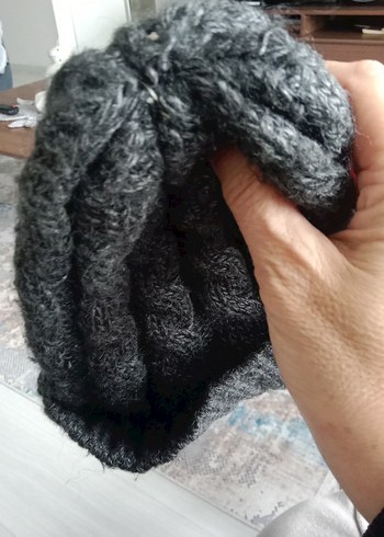 Kadın Gri Örgü Bohem Bere - Görsel 3