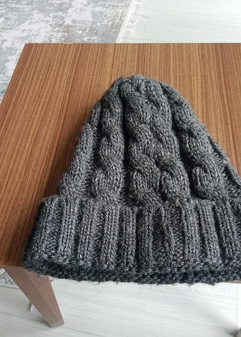 Kadın Gri Örgü Bohem Bere - Görsel 2