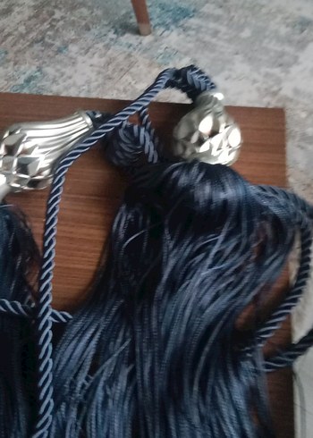 Nakışlı lacivert Bohem ip Perde aksesuarları - Görsel 5