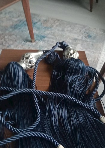 Nakışlı lacivert Bohem ip Perde aksesuarları - Görsel 10