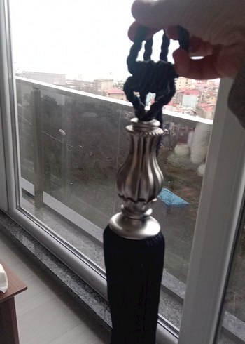 Nakışlı lacivert Bohem ip Perde aksesuarları - Görsel 11