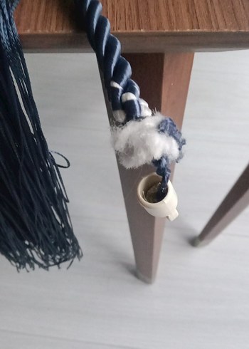 Nakışlı lacivert Bohem ip Perde aksesuarları - Görsel 7