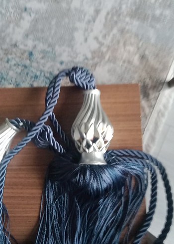 Nakışlı lacivert Bohem ip Perde aksesuarları - Görsel 13