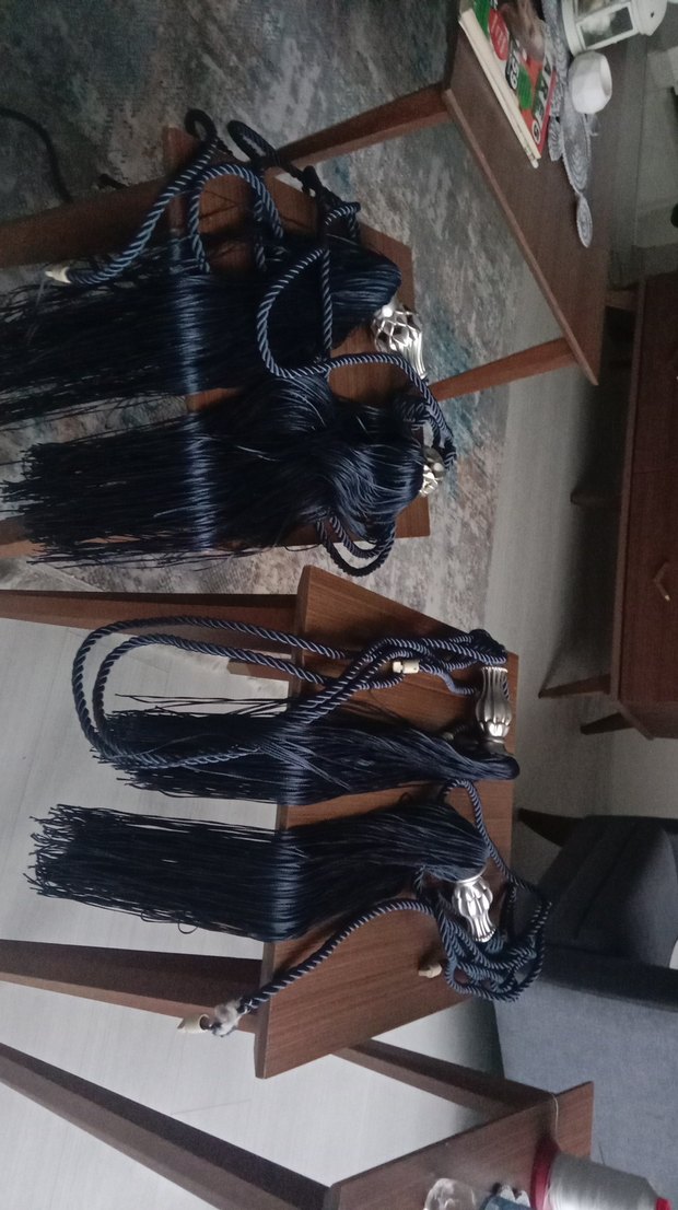 Nakışlı lacivert Bohem ip Perde aksesuarları - Görsel 2