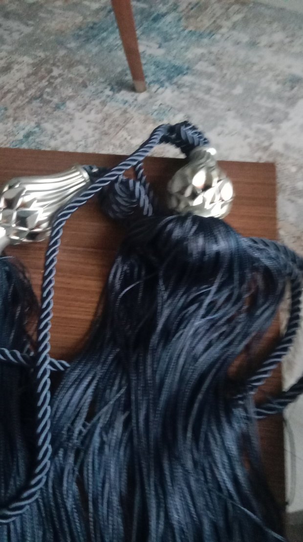 Nakışlı lacivert Bohem ip Perde aksesuarları - Görsel 5