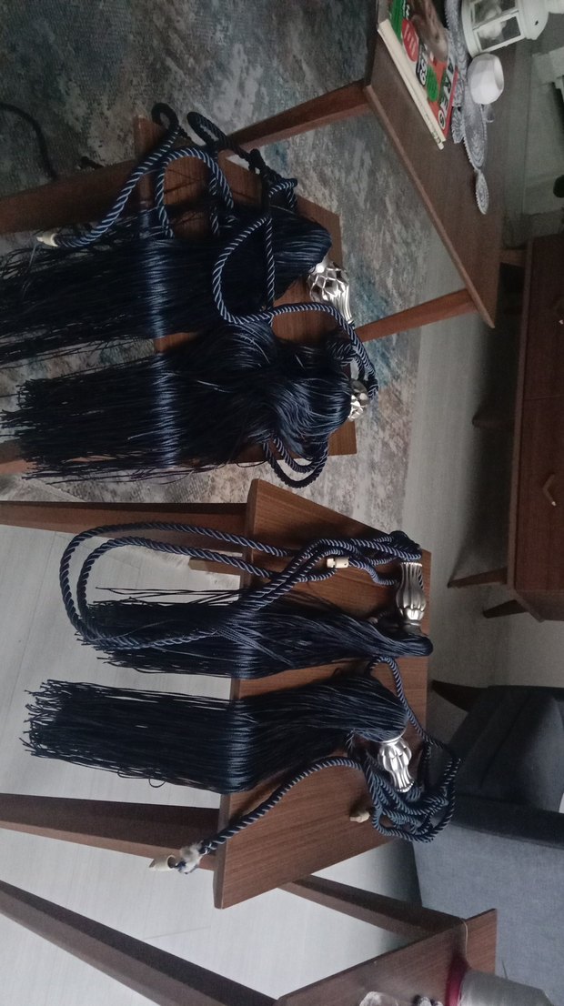 Nakışlı lacivert Bohem ip Perde aksesuarları - Görsel 3