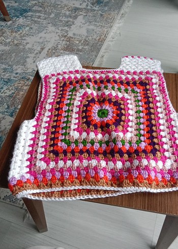 Renkli Bohem Kız Çocuk Örgü Yelek - Görsel 2