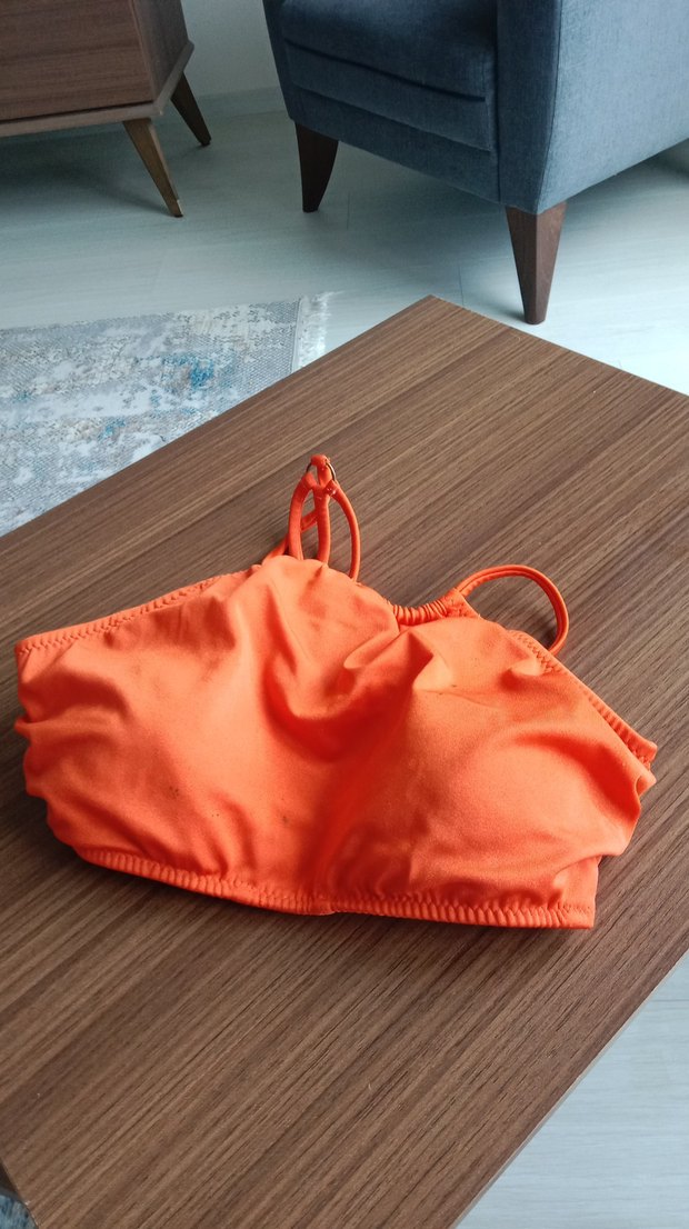Turuncu İnce Askılı Kadın Bikini Üstü - Görsel 2