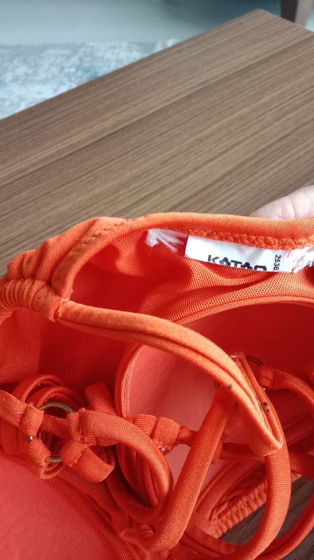 Turuncu İnce Askılı Kadın Bikini Üstü - Görsel 4