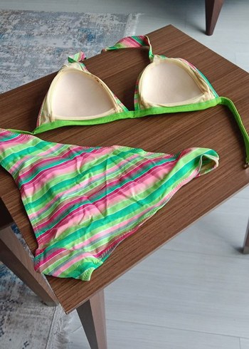 Renkli Bağlamalı Strappy Bikini - Görsel 7