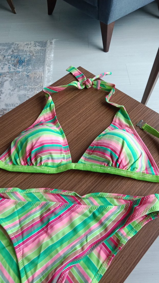 Renkli Bağlamalı Strappy Bikini - Görsel 2