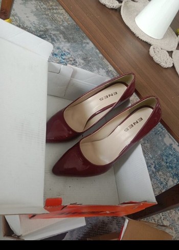 Klasik bordo Yüksek Topuklu Stiletto - Görsel 3