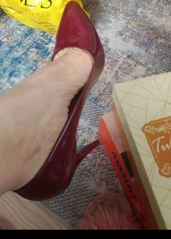 Klasik bordo Yüksek Topuklu Stiletto - Görsel 4