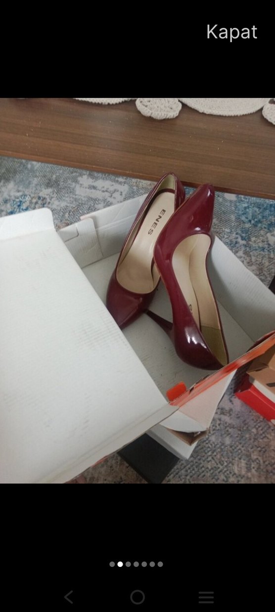 Klasik bordo Yüksek Topuklu Stiletto - Görsel 2