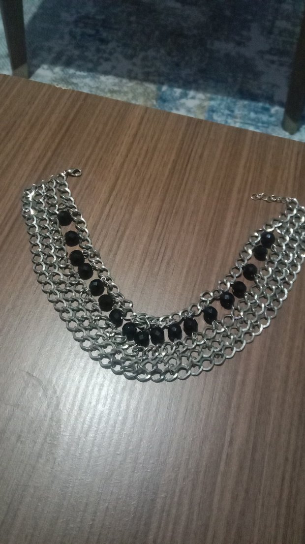 Desenli Gri Zincirli Kadın kolye - Görsel 2