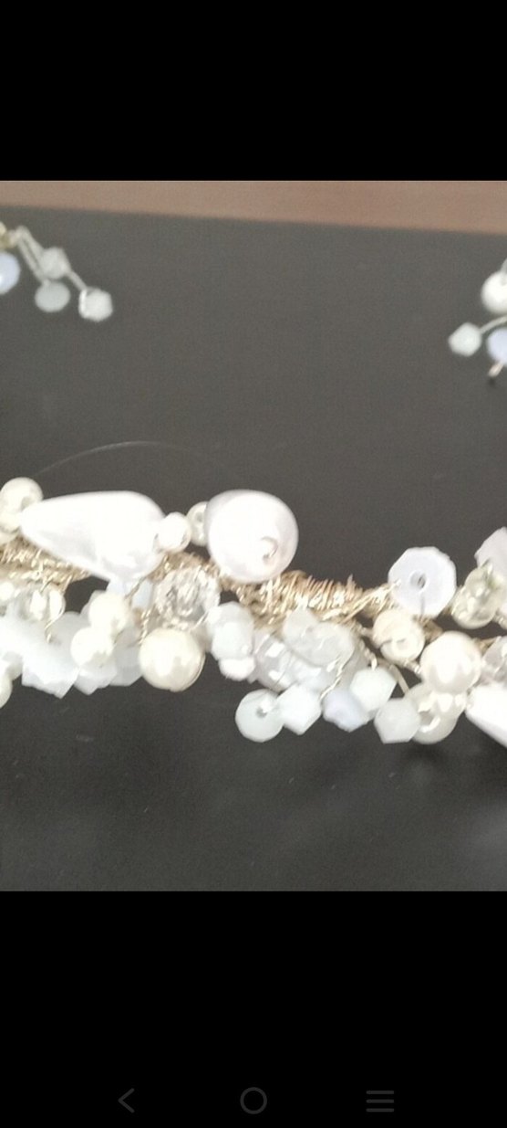Beyaz Boncuklu Bohem gelin Saç Aksesuarı - Görsel 3