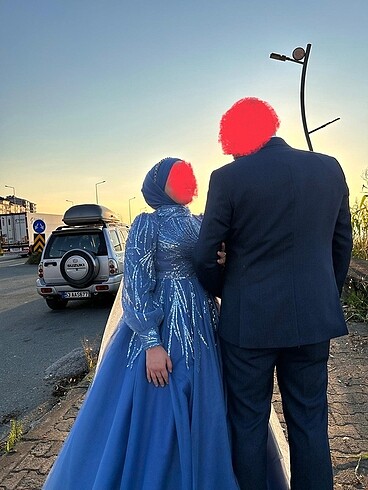 42 Beden mavi Renk Satılık Nişanlık