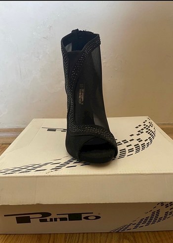 Punto Deri Siyah Stiletto Topuklu Kadin Abiye Ayakkabi