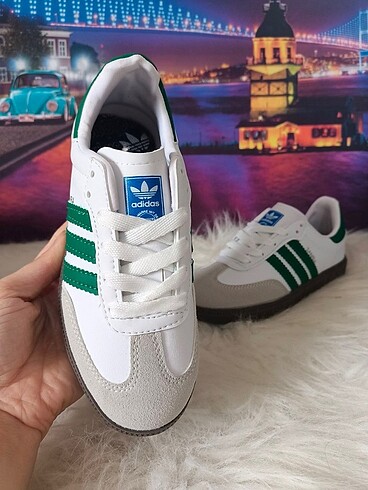 32 Beden beyaz Renk Adidas Samba Yeşil Çocuk Spor Ayakkabı