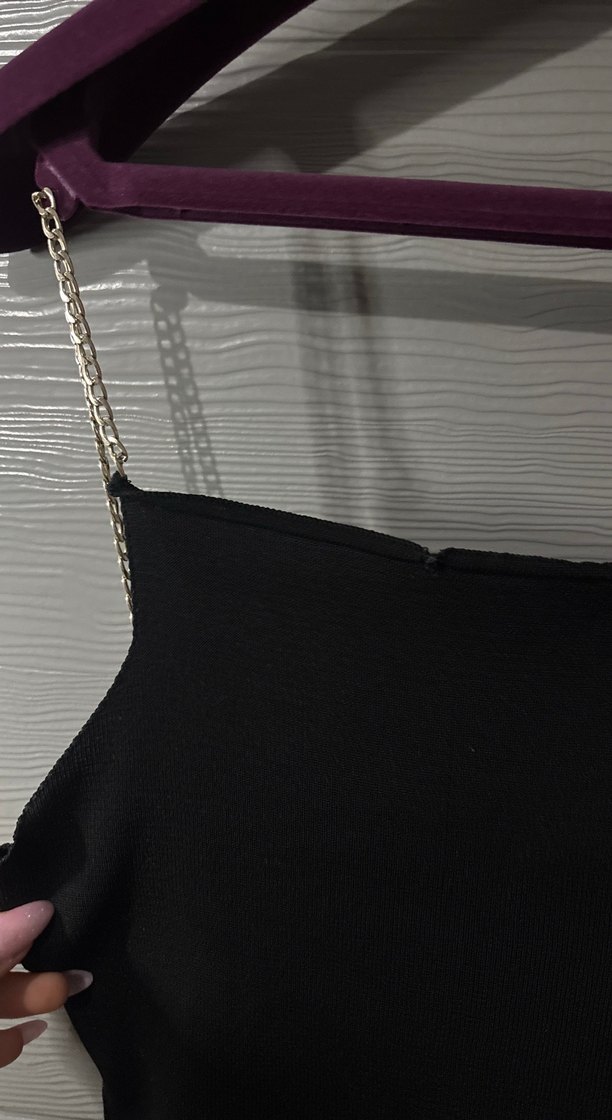 Zincir Detaylı Siyah Gotik Kadın Body - Görsel 3