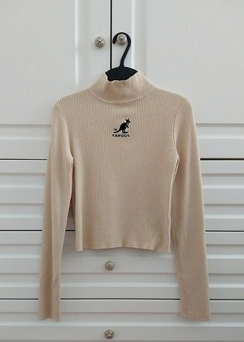 KANGOL , Bej Yarım Balıkçı Yaka Kadın Kazak S beden - Görsel 2