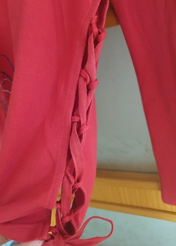 Bordo Straplez Uzun Kollu Kız Gömlek - Görsel 5