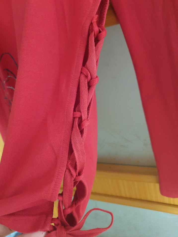 Bordo Straplez Uzun Kollu Kız Gömlek - Görsel 5