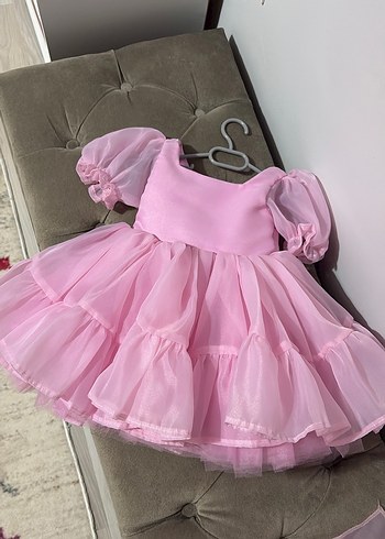 24-36 Ay Beden pembe Renk Larissa Gogel Pembe Çocuk Abiye Doğum Günü Elbisesi