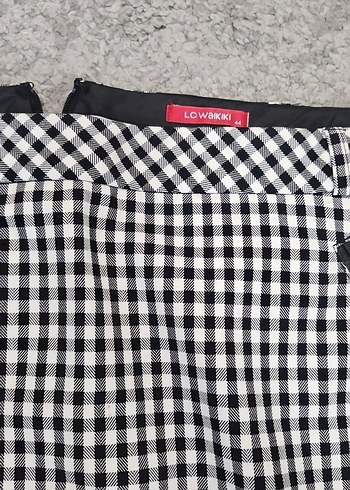 Ekose Desenli Gri Midi Etek - Görsel 2